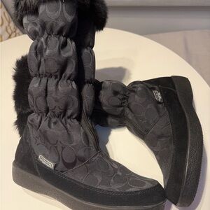 Coach Black Patterned Winter Boots